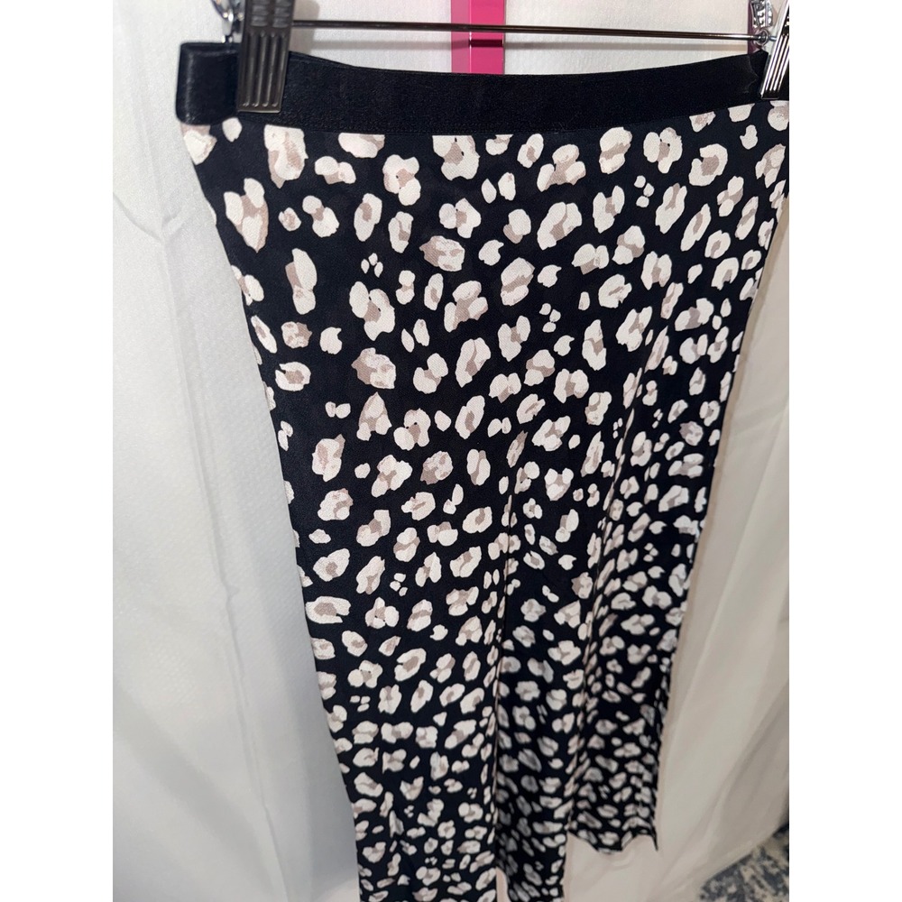 Free People‎ Leopard Print Midi Slip Skirt Black Tan Neutral Womens - Picture 2 of 7